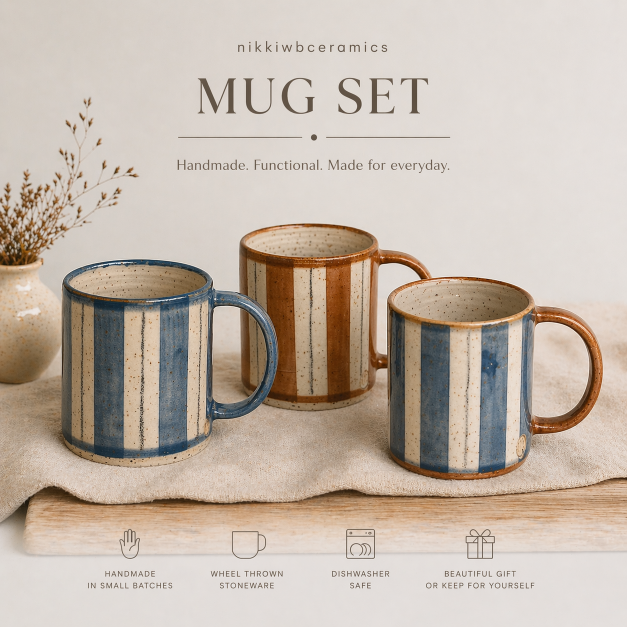 Striped Stoneware Mug (to above base)