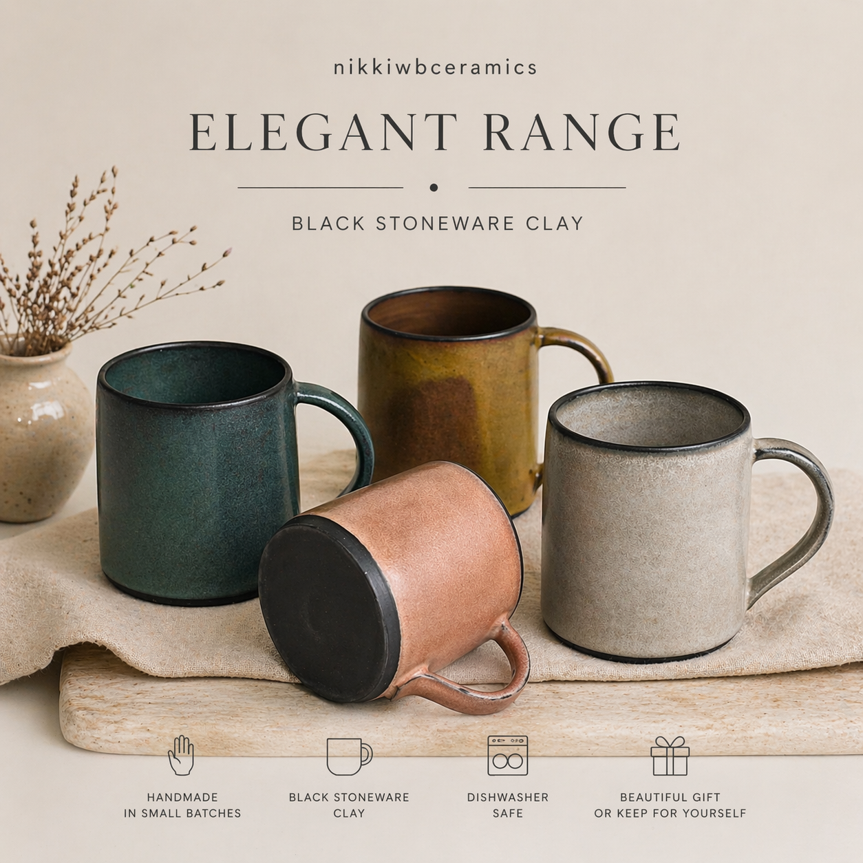 Black Clay Stoneware Mug