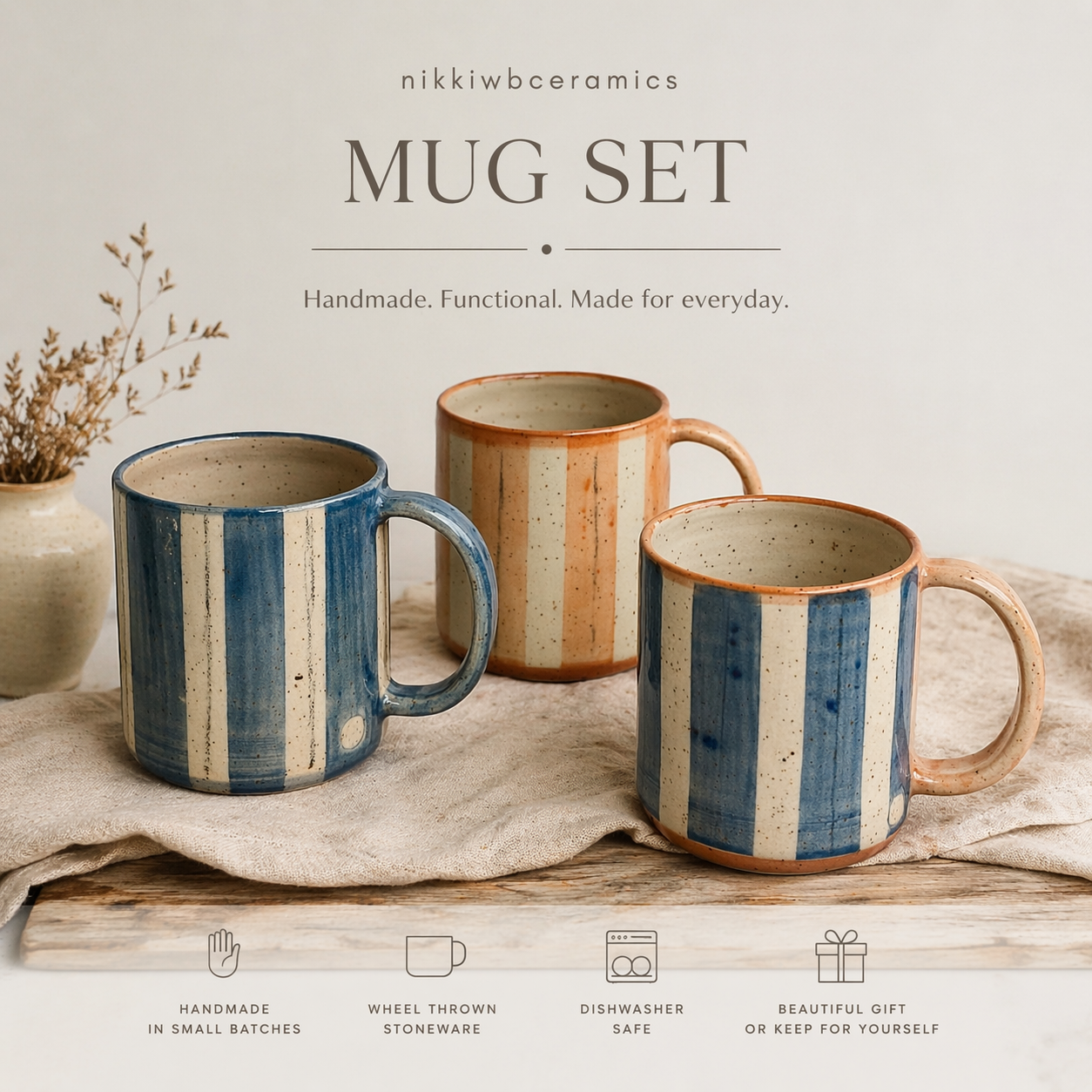 Striped Stoneware Mug