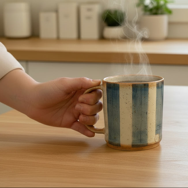 Striped Stoneware Mug